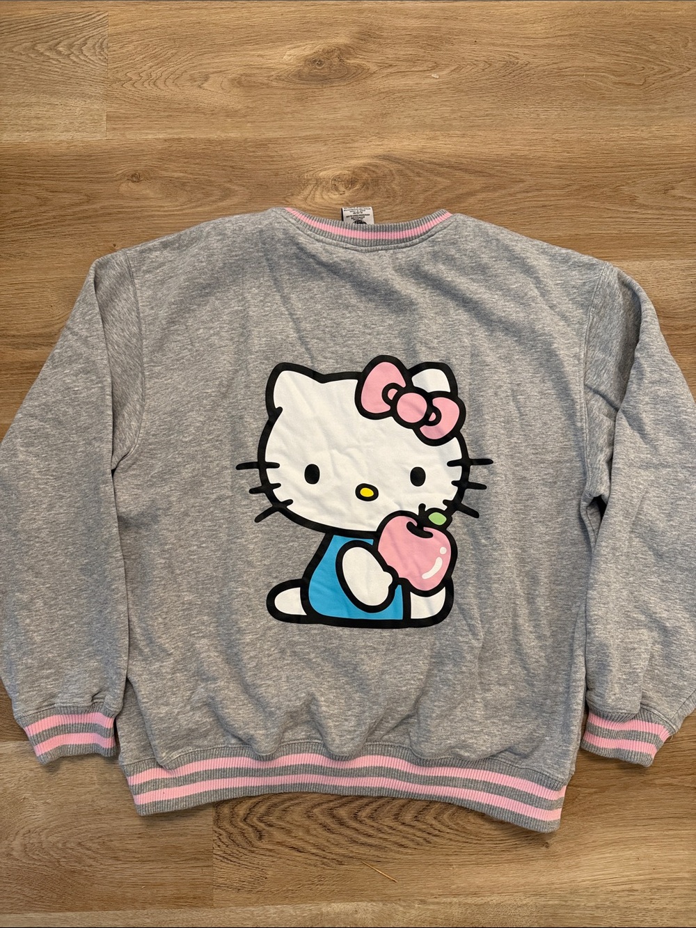 Hello Kitty Gray Sweatshirt with Pink Trim and Blue Accent